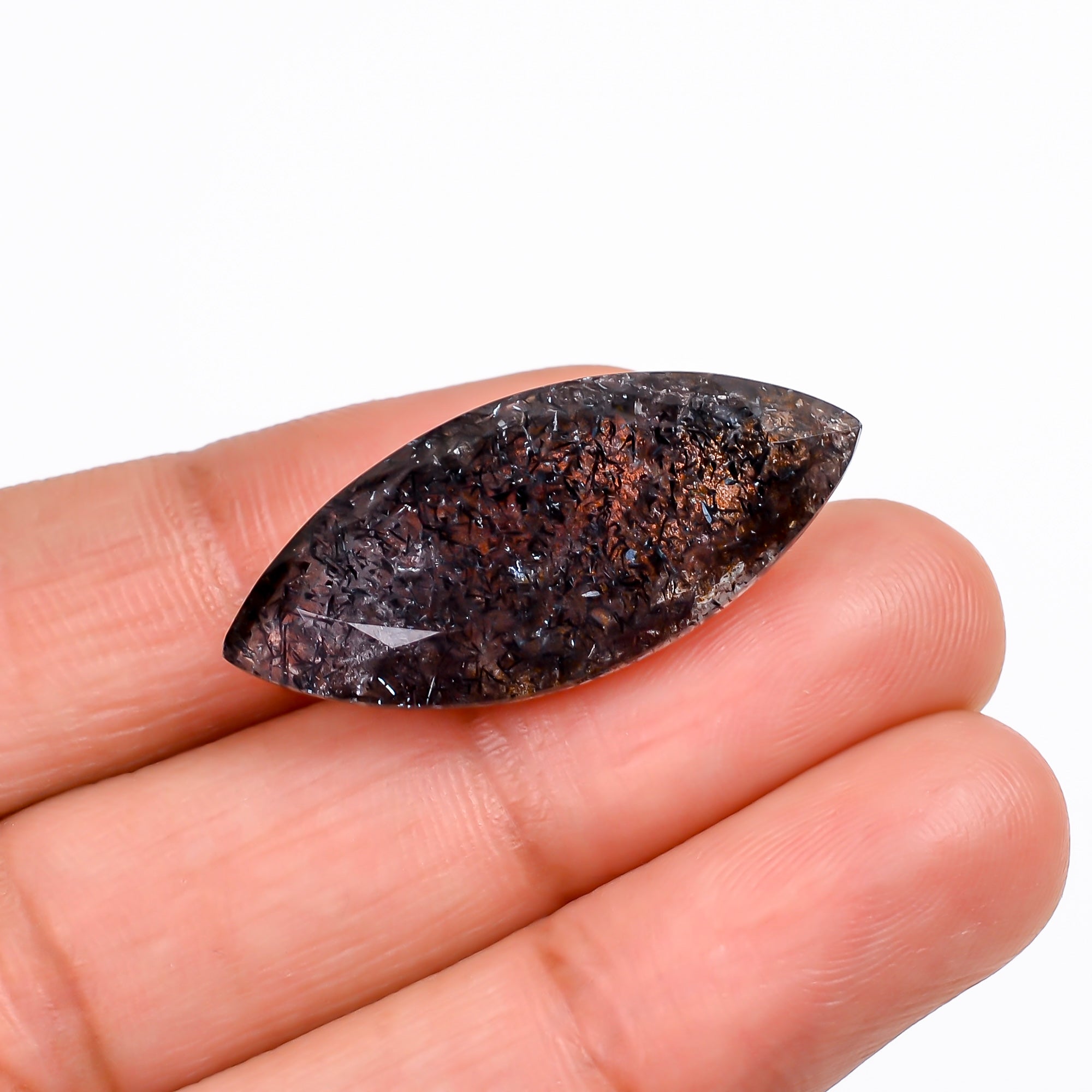 elestial hematite quartz marquise shape cut stone loose gemstone